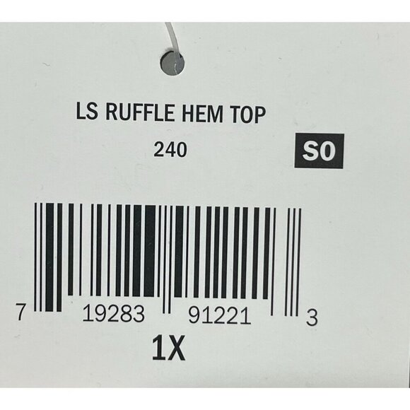 New Falls Creek Ruffle Hem Top Scoop Neck Ombre Grey Size 1X Cotton Blend - Picture 5 of 7